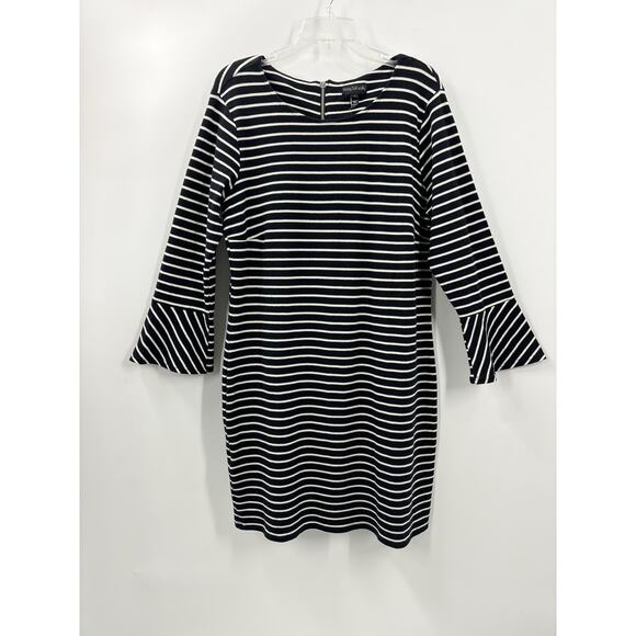 Long Tall Sally LTS Striped Short Dress Tunic Fluted Sleeve L Nwt New - Picture 1 of 5